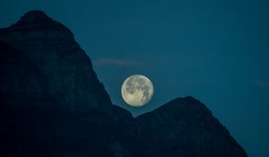 Preview wallpaper moon, peaks, mountains, satellite