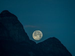 Preview wallpaper moon, peaks, mountains, satellite