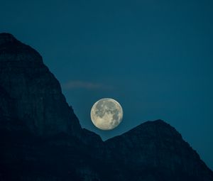 Preview wallpaper moon, peaks, mountains, satellite