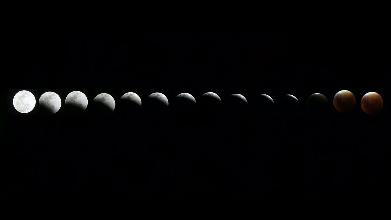 Wallpaper moon, phases, space, astronomy, black