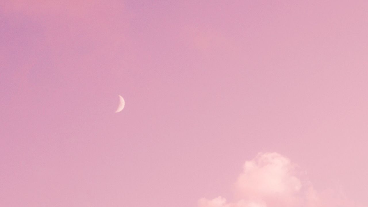 Wallpaper moon, pink, clouds, sky