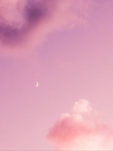 Preview wallpaper moon, pink, clouds, sky