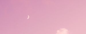 Preview wallpaper moon, pink, clouds, sky