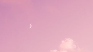 Preview wallpaper moon, pink, clouds, sky