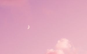 Preview wallpaper moon, pink, clouds, sky