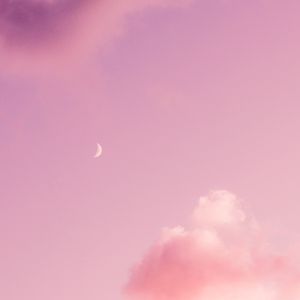 Preview wallpaper moon, pink, clouds, sky