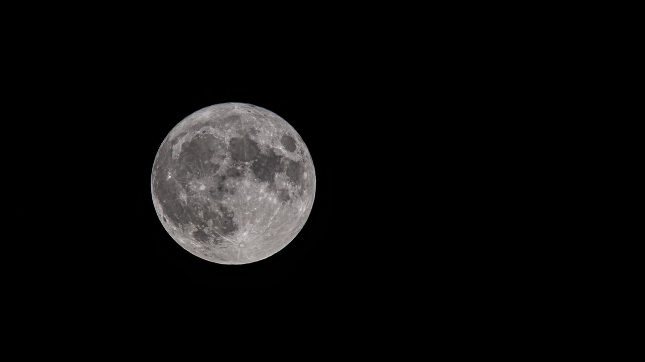 Wallpaper moon, planet, craters, full moon, dark