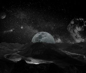 Preview wallpaper moon, planet, stars, galaxy, space