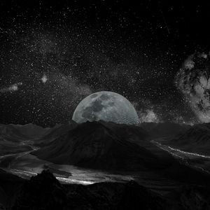 Preview wallpaper moon, planet, stars, galaxy, space