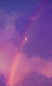 Preview wallpaper moon, rainbow, clouds, sky, purple
