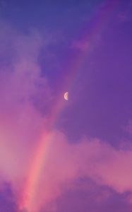 Preview wallpaper moon, rainbow, clouds, sky, purple