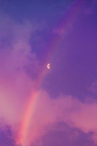 Preview wallpaper moon, rainbow, clouds, sky, purple