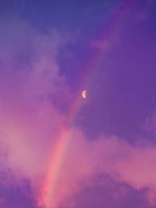 Preview wallpaper moon, rainbow, clouds, sky, purple