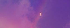 Preview wallpaper moon, rainbow, clouds, sky, purple