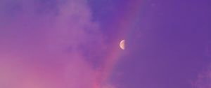 Preview wallpaper moon, rainbow, clouds, sky, purple