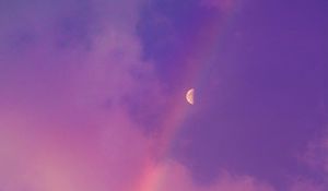 Preview wallpaper moon, rainbow, clouds, sky, purple