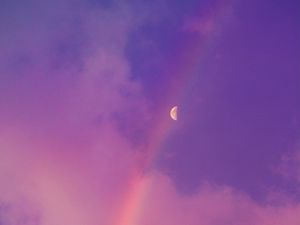 Preview wallpaper moon, rainbow, clouds, sky, purple