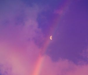 Preview wallpaper moon, rainbow, clouds, sky, purple