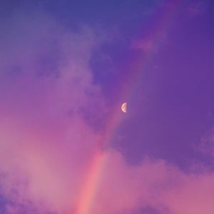 Preview wallpaper moon, rainbow, clouds, sky, purple