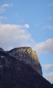 Preview wallpaper moon, rocks, dusk, evening, slope