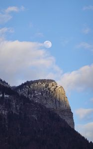 Preview wallpaper moon, rocks, dusk, evening, slope