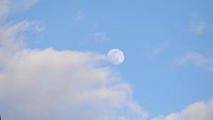 Preview wallpaper moon, rocks, dusk, evening, slope
