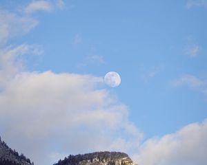 Preview wallpaper moon, rocks, dusk, evening, slope