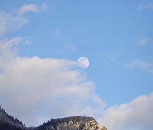 Preview wallpaper moon, rocks, dusk, evening, slope