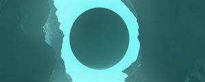 Preview wallpaper moon, rocks, fog, art