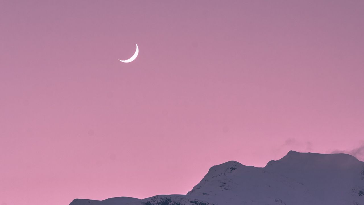 Wallpaper moon, rocks, mountains, snow, snowy