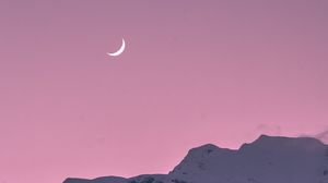 Preview wallpaper moon, rocks, mountains, snow, snowy