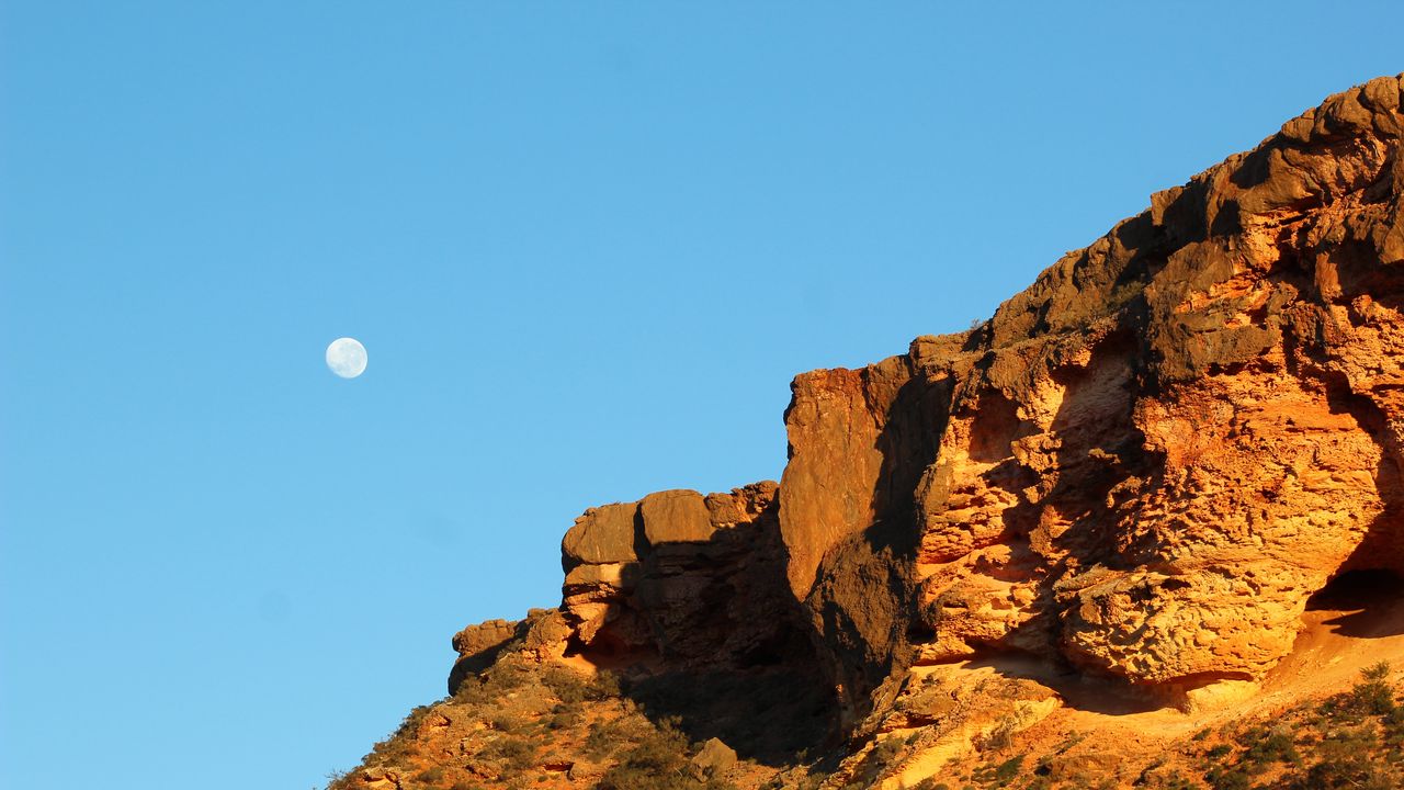 Wallpaper moon, rocks, sky, slope