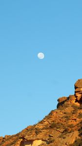 Preview wallpaper moon, rocks, sky, slope