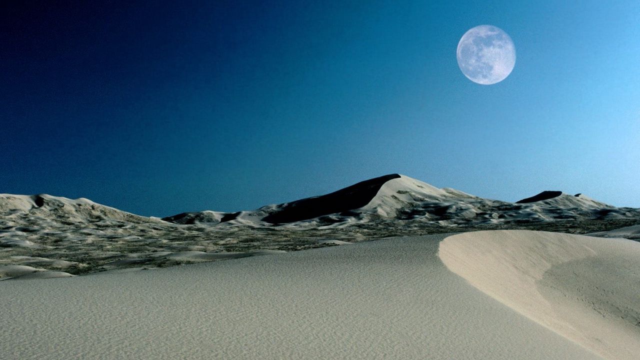 Wallpaper moon, sand, dunes, sky, desert