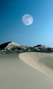 Preview wallpaper moon, sand, dunes, sky, desert