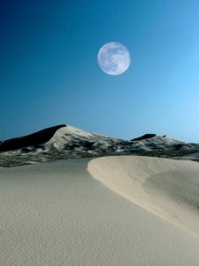 Preview wallpaper moon, sand, dunes, sky, desert