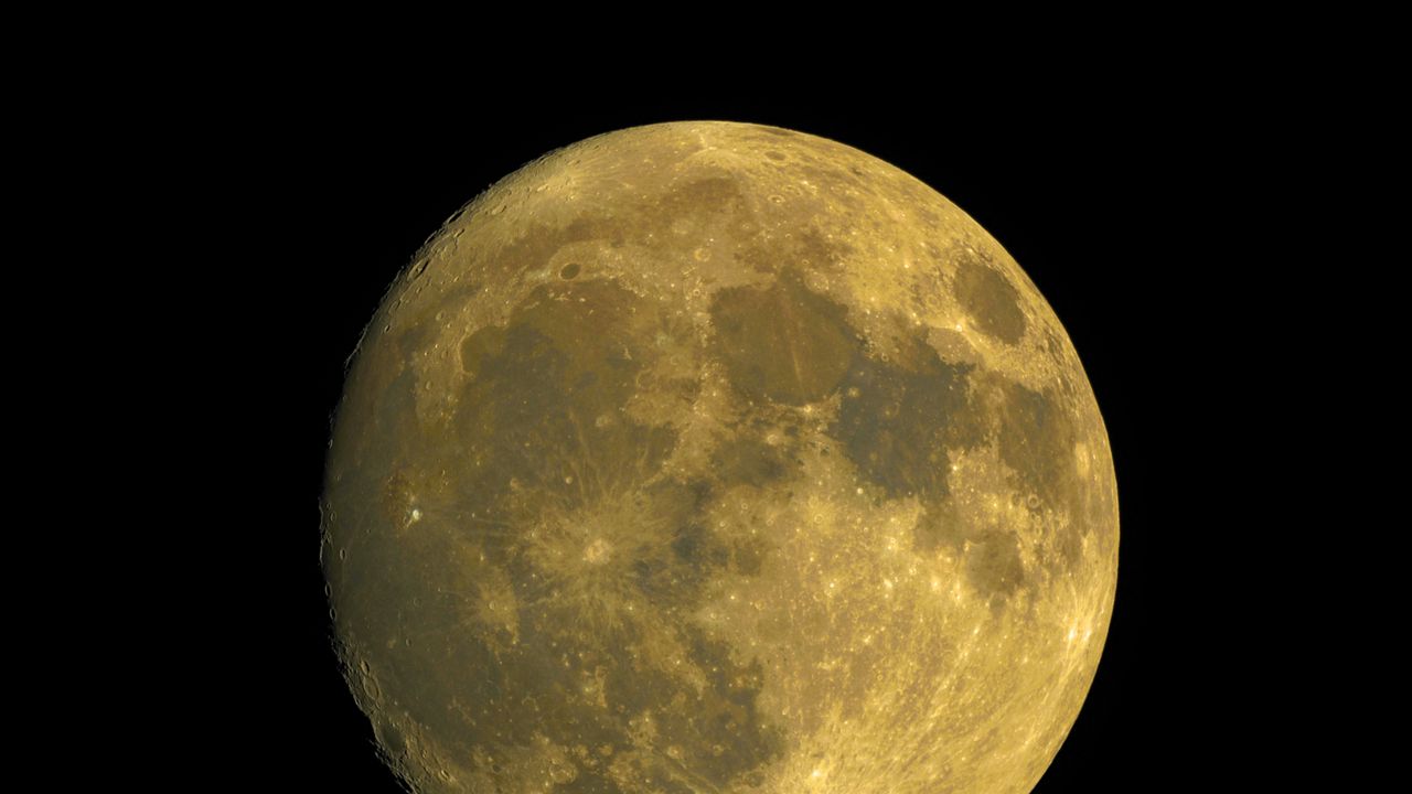 Wallpaper moon, satellite, craters, yellow, space