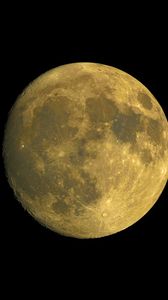 Preview wallpaper moon, satellite, craters, yellow, space
