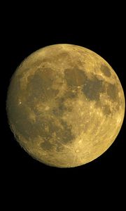 Preview wallpaper moon, satellite, craters, yellow, space