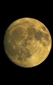 Preview wallpaper moon, satellite, craters, yellow, space