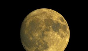 Preview wallpaper moon, satellite, craters, yellow, space