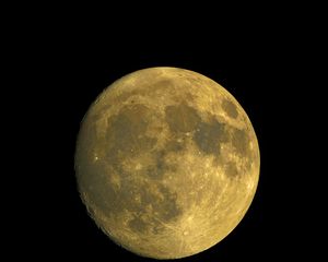Preview wallpaper moon, satellite, craters, yellow, space