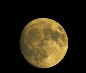 Preview wallpaper moon, satellite, craters, yellow, space