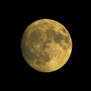 Preview wallpaper moon, satellite, craters, yellow, space