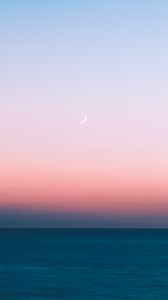 Preview wallpaper moon, sea, horizon, sunset, water