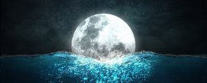 Preview wallpaper moon, sea, jellyfish, night, underwater world