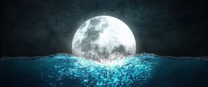 Preview wallpaper moon, sea, jellyfish, night, underwater world