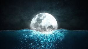 Preview wallpaper moon, sea, jellyfish, night, underwater world