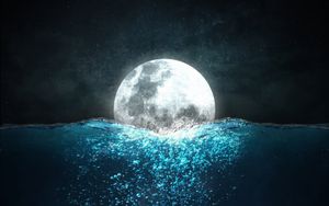 Preview wallpaper moon, sea, jellyfish, night, underwater world