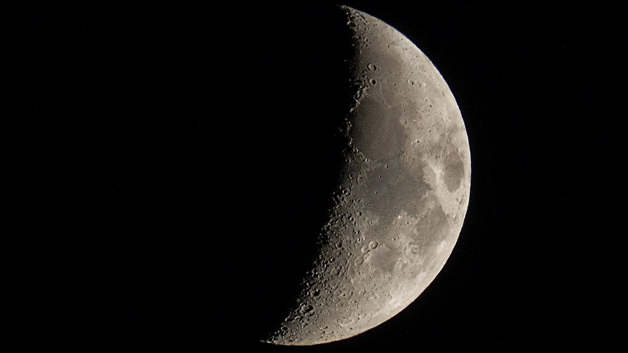 Wallpaper moon, shadow, planet, craters
